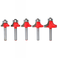 Drillpro 1/4 pouce tige coin rond sur mèche de toupie avec roulement de nettoyage affleurant fraise pour outil de travai