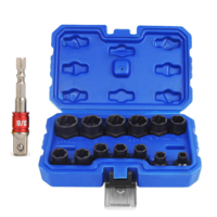 Drillpro 14Pcs Impact Damaged Bolt Nut Remover Extractor Socket Tool Set avec Socket Nut Adapter Bolt Nut Screw Removal