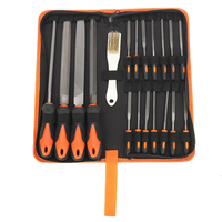 Drillpro 16 / 18Pcs Limes en acier au carbone Set Flat / Triangle / Demi-rond / Ronde Lime et aiguille,  Soft Poignée cao