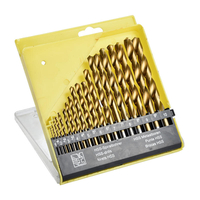 Drillpro 19pcs 1.0-10.0mm HSS ensemble de forets hélico daux revêtus de titane pour le forage du bois en métal