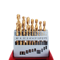 Drillpro 19Pcs M2 HSS 6542 Foret hélico dal Set 1-10mm Foret en titane revêtu avec boîte en métal pour le perçage du boi