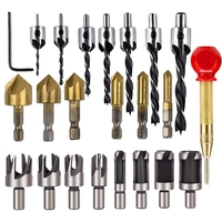 Drillpro 23Pcs Bois Chanfrein Fraise Fraise 6pcs 1/4 Pouce Hex 5 Flûte 90 Degrés Fraise Fraise 7Pcs 3 Pointes Fraise Fra