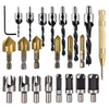 Drillpro 23Pcs Forets à chanfreiner pour le travail du bois 6Pcs 1/4 Pouce Hexagone 5 Flûte 90 Degrés Forets à fraiser 7