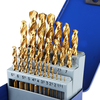 Drillpro 25Pcs Foret hélico dal M42 revêtu de titane 8% Jeu de forets HSS à haute teneur en cobalt de qualité industriel