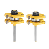 Drillpro 2Pcs Tige 6 / 8mm 3 dents T Mortaise Tenon Cutter Langue De Travail Rainure Routeur Bit Set