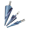 Drillpro 3 pièces 1/4 pouce tige hexagonale HSS plaqué bleu jeu de forets étagés rainure en spirale outils de coupe de t