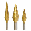 Drillpro 3 pièces HSS tige ronde revêtue de titane à changement rapide étape forets 3 / 16-1 / 2 1 / 8-1 / 2 1 / 4-3 / 4