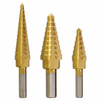 Drillpro 3 pièces HSS tige ronde revêtue de titane à changement rapide étape forets 3 / 16-1 / 2 1 / 8-1 / 2 1 / 4-3 / 4