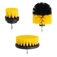 Drillpro 3Pcs 2 / 3.5 / 4 Pouce Jaune Électrique Drill Brosse Carreau Grout Puissance Lavage Lavage de la Bombe Brosse