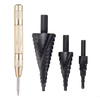 Drillpro 3Pcs 4-32 / 20 / 12mm Trépan rainuré en spirale noire nitruré avec poinçon automatique à goupille centrale