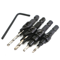 Drillpro 4 pcs HSS Jeu de forets fraisés 1/4 Hex Shank Changement rapide 6 8 10 12 Kit de forets