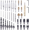 Drillpro 40 pièces bois chanfrein fraisage forets bois bouchon coupe centre poinçon noyau foret ensemble