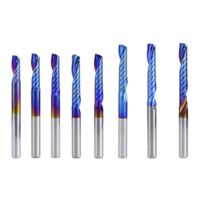 Drillpro 4mm tige 1 cannelure fraise en bout en spirale fraise en carbure bleu Nano revêtement CNC routeur peu simple ca