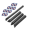 Drillpro 4pcs 12mm Tour Porte-outil de tournage avec 10pcs Bleu Nano DCMT070204 Inserts en carbure