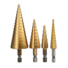 Drillpro 4Pcs 1/4 pouce Hex Shank HSS Titanium Endated Step Drill Bit Set 3-12 / 4-12 / 4-20 / 4-32mm