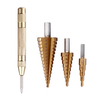 Drillpro 4pcs 4-12 / 20 / 32mm HSS Titanium Step Cone Foret avec poinçon central automatique