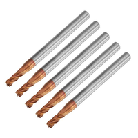 Drillpro 5 pcs 3mm 4 Flûtes Tungsten Carbure Fraise Cutter HRC55 AlTiN Revêtement Mill Cutter