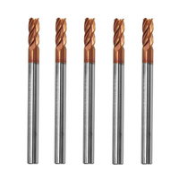 Drillpro 5 pcs 4mm 4 Flûtes Tungsten Carbure Fraise Cutter HRC55 AlTiN Revêtement Mill Cutter Cutter