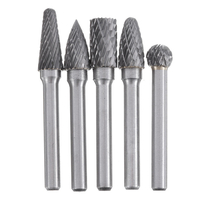 Drillpro 5 Pcs DGLFA 6x10mm Carbure De Tungstène Double Cut Fraise Rotative Set 6mm Tige pour DIY Sculpture Sur Bois Mét