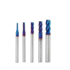 Drillpro 5 pièces 2-6mm 4 cannelures carbure de tungstène fraise HRC65 bleu NACO enduit fraise CNC outil