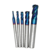 Drillpro 5 pièces 2-8mm HRC65 bleu NACO enduit nez rond fraise 4 flûtes fraise en bout CNC outil