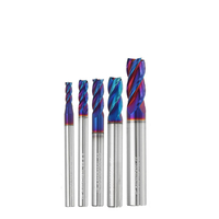 Drillpro 5 pièces 3-8mm HRC65 bleu NACO enduit fraise 4 cannelures carbure de tungstène fraise CNC outil
