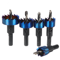 Drillpro 5Pcs 16-30mm HSS Blue Nano Revêtement Dent Trou Scie Cutter Foret Bit Set for Metal Sheet