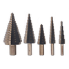 Drillpro 5pcs 4-35mm HSS Step Foret Set Taille métrique à trous multiples avec boîtier en aluminium