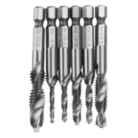 Drillpro 6 pièces 1/8-3/8 pouces BSW filetage HSS combinaison foret taraud ensemble tige hexagonale ébavurer mèches de f