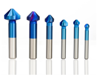 Drillpro 6 pièces 3 cannelures HSS bleu Nano chanfrein fraise 90 degrés chanfrein fraise fraisage foret