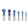 Drillpro 6 pièces 6.3-20.5mm 90 degrés 3 cannelures foret à fraiser Nano coupe chanfrein enduit bleu HSS chanfrein ensem