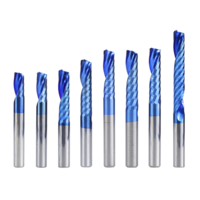 Drillpro 6mm tige 1 flûte fraise en bout en spirale fraise en carbure bleu Nano revêtement CNC routeur peu simple flûte
