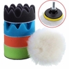 Drillpro 6pc Ensemble de lavage de voiture de 3 pouces Poubelle à éponge Ensemble de coussinets de cirage à cire Kit Com
