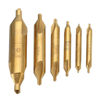 Drillpro 6pcs 1 / 1.5 / 2 / 2.5 / 3 / 5mm Centre Perceuses 60 Degrés HSS Titanium Revêtu Fraise Foret