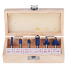Drillpro 6pcs 1/4 pouce tige de travail du bois routeur coupe coupe avec boîte en bois