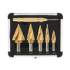 Drillpro 6Pcs 1/8 à 1-3 / 8 pouce mise à niveau titane en spirale cannelée trépan étape Set avec poinçon central automat