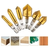 Drillpro 6Pcs 6-19mm Foret à fraiser 5 cannelures à tige hexagonale avec revêtement de chanfrein en titane