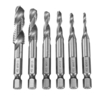 Drillpro 6pcs HSS 1/4 pouce hexagonale tige foret de forage ensemble de bits UNC ou métrique ébavurage fraises bits