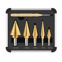 Drillpro 6Pcs HSS Foret Étagé Revêtu De Titane Avec Perceuse À Poinçon Centre Outil De Perçage De Trous