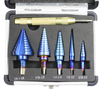 Drillpro 6Pcs HSS Nano Foret à étapes enduit bleu avec outil de forage de coupeur de trou central
