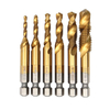 Drillpro 6Pcs M3-M10 Broche Broche Set HSS Titane Revêtu 1/4 Pouce Hex Shank Tap Drill Bits