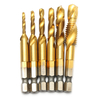 Drillpro 6pcs M3-M10 Kit de Bit de Combinaison de Forage Combiné HSS 6542 Titanium Couvert Deburr Countersink Bits
