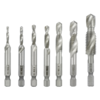 Drillpro 7 pièces M3-M12 ensemble de forets de taraudage combinés HSS ébavurage forets à fraiser 1/4 pouce tige hexagona