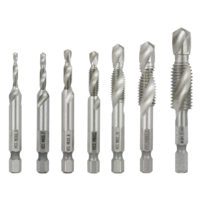Drillpro 7 pièces M3-M12 ensemble de forets de taraudage combinés HSS ébavurage forets à fraiser 1/4 pouce tige hexagona