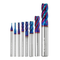 Drillpro 8 pièces 1-10mm 4 cannelures carbure de tungstène fraise HRC65 bleu NACO enduit fraise CNC outil
