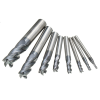 Drillpro 8pcs 2-12mm 4 cannelures en carbure fraise en acier au tungstène