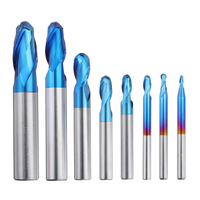 Drillpro 8PCS HRC55 Bleu Nano Fraise en bout de nez de boule en carbure de tungstène R1-R6 Fraise CNC Bits de routeur po