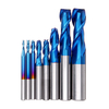 Drillpro 8PCS HRC55 Bleu Nano Fraise en carbure de tungstène 2 cannelures R1-R6 Fraise CNC Router Bits pour métal Bois A