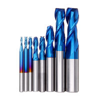 Drillpro 8PCS HRC55 Bleu Nano Fraise en carbure de tungstène 2 cannelures R1-R6 Fraise CNC Router Bits pour métal Bois A