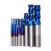Drillpro 8PCS HRC55 Bleu Nano Fraise en carbure de tungstène 4 cannelures R1-R6 Fraise CNC Router Bits pour métal Bois A